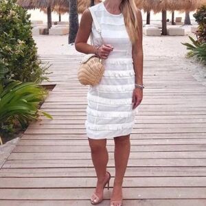 Luba by Hannah Payne tassel mesh white dress